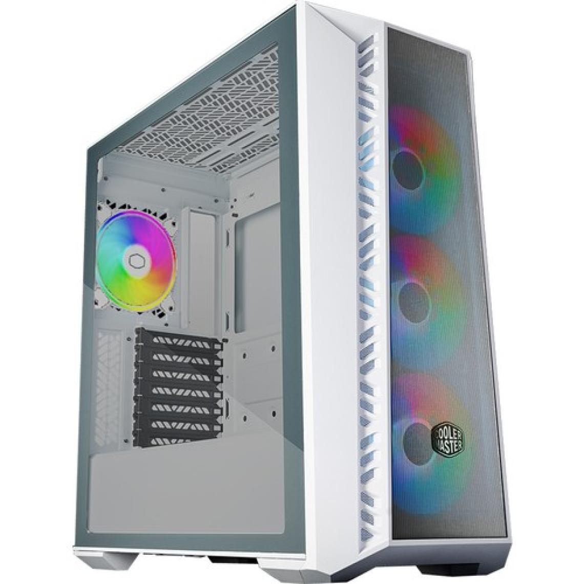 Cooler Master CM MasterBox 520 Beyaz Tempered Glass ARGB 4x120mm Fanlı, Mesh Ön Panel Pencereli MidTower Kasa