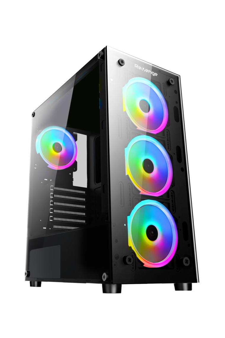 Revenge Clear 6 Rgb Fanlı Temperli Cam Panel Boş Atx Bilgisayar Kasası Gaming Oyuncu Bilgisayar Kasası