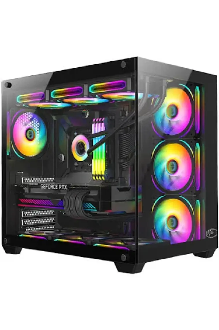 Gametech Prime V2  Tuş Kontrollü (7 x 120 Mm) Rgb Fanlı Özel vidasız Paneller Gaming Boş Bilgisayar Kasası