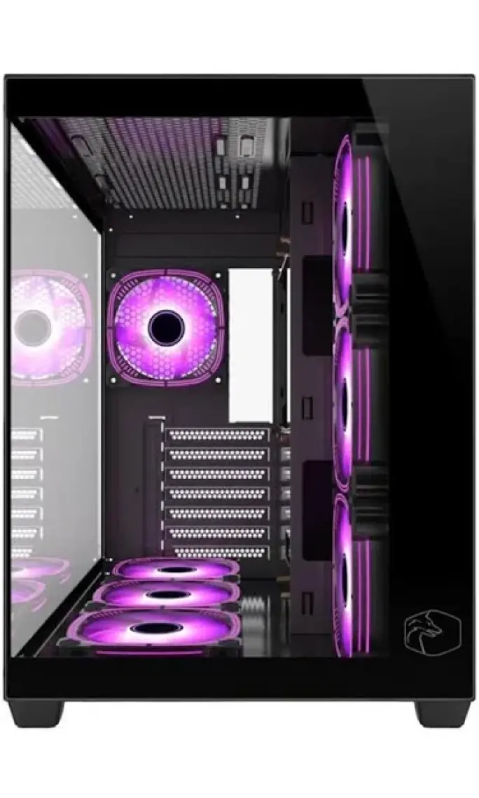 Gametech Prime V2  Tuş Kontrollü (7 x 120 Mm) Rgb Fanlı Özel vidasız Paneller Gaming Boş Bilgisayar Kasası