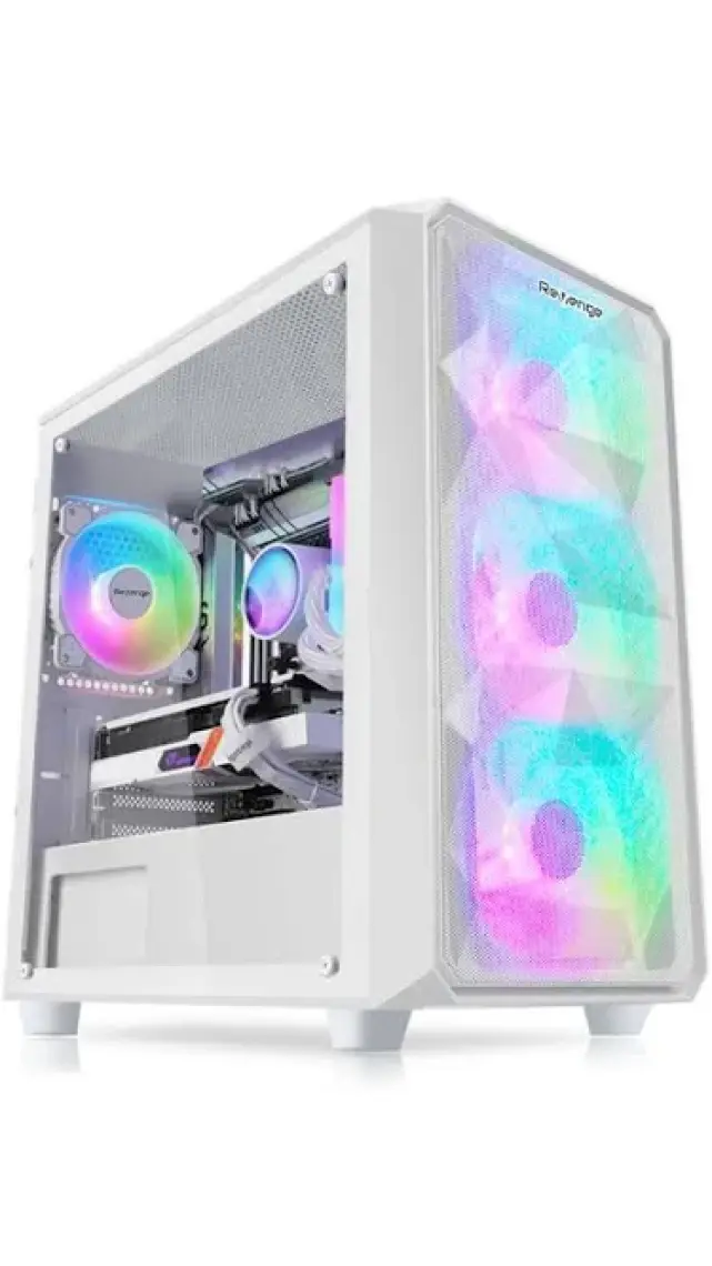 Revenge Beyaz Ice Drill 4 Rgb Fanlı Mesh Panel Atx Pc Gaming Bilgisayar Oyuncu Kasası