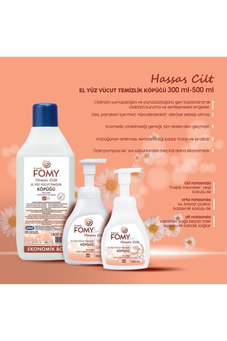 Hassas Cilt Köpük Sabun El Yüz Vücut Seti 1800+300 ml