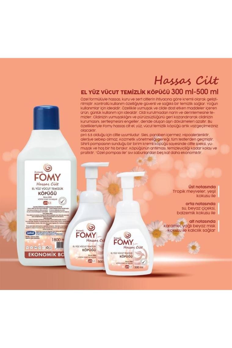 Hassas Cilt Köpük Sabun El Yüz Vücut Seti 1800+300 ml