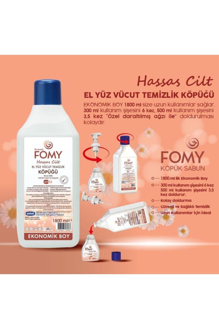 Hassas Cilt Köpük Sabun El Yüz Vücut Seti 1800+300 ml