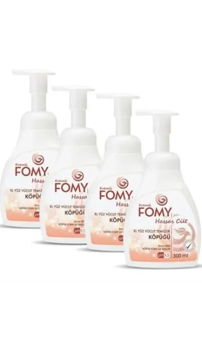 Fomy Hassas Cilt Köpük Sabun El Yüz Vücut Temizlik Köpüğü 300 ml x 4 Adet