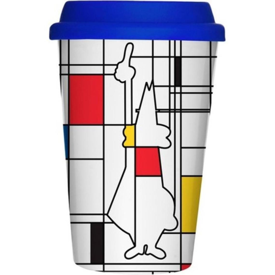 Bialetti Mondrian Silikon Kapaklı Porselen Kupa 300 ml
