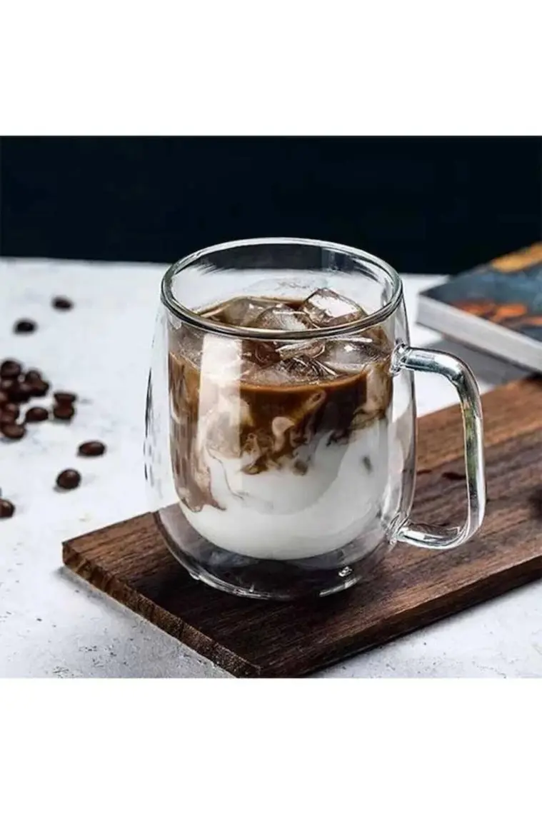 Heredot 250 ml Çift Cidarlı Isı Yalıtımlı Kulplu Cam Şeffaf Kupa MIT1008