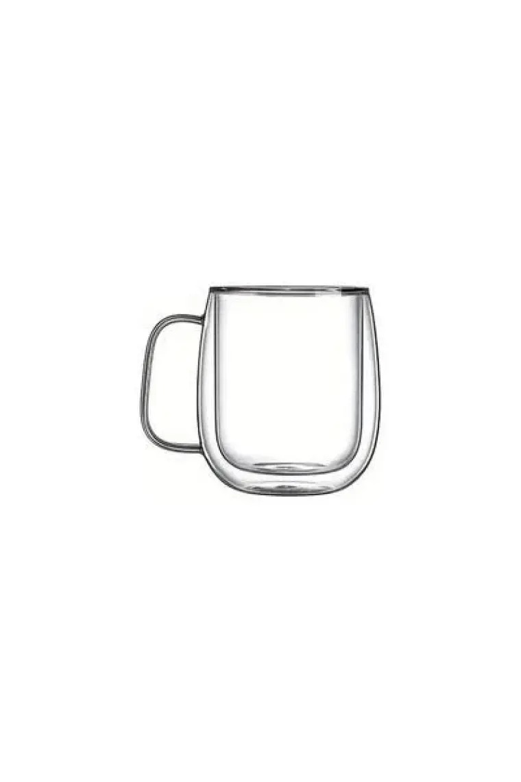 Heredot 250 ml Çift Cidarlı Isı Yalıtımlı Kulplu Cam Şeffaf Kupa MIT1008