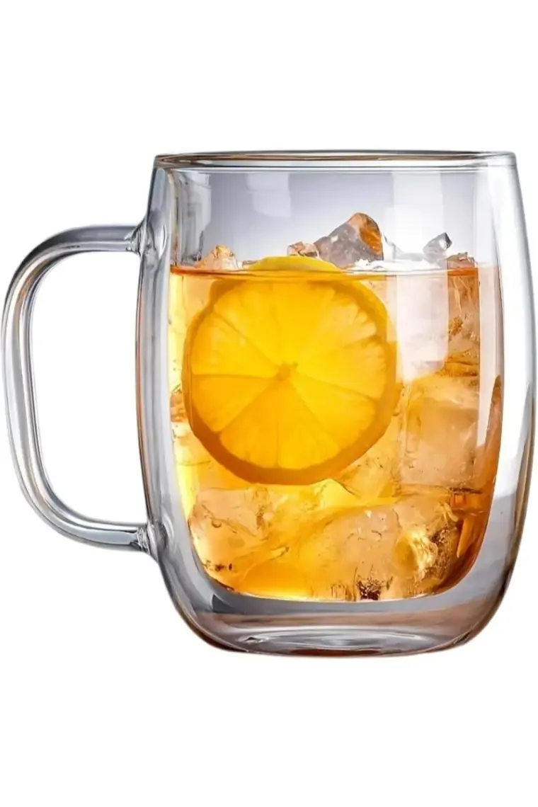 Heredot 250 ml Çift Cidarlı Isı Yalıtımlı Kulplu Cam Şeffaf Kupa MIT1008