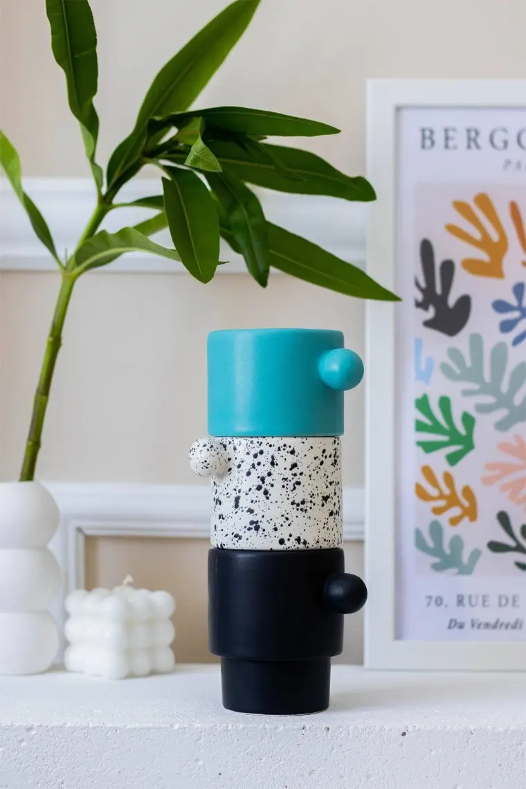 Beige & Stone Colorfull Coffe Collection Top Kulplu El Yapımı Seramik Kupa