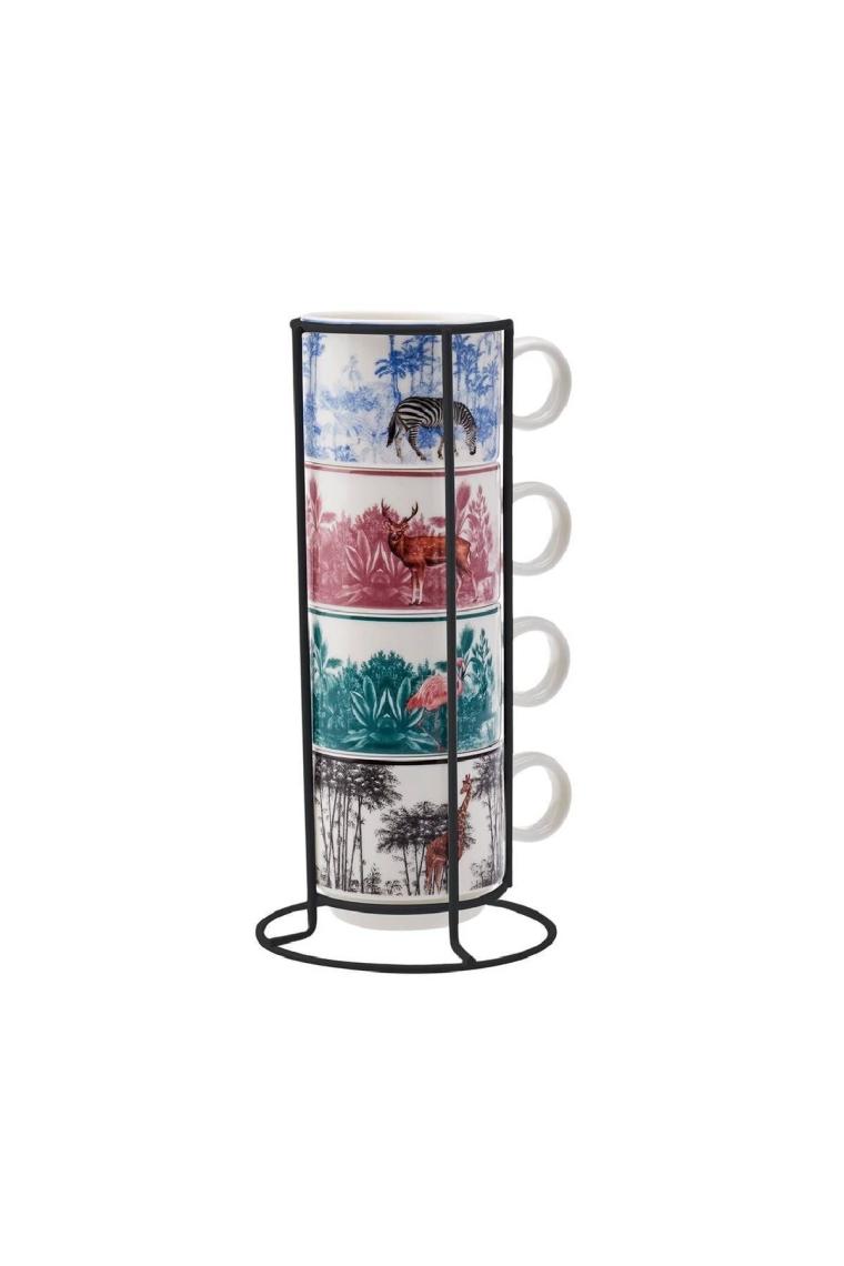 Jungle 5 Parça Standlı Çay Fincanı Seti 4x160 Ml