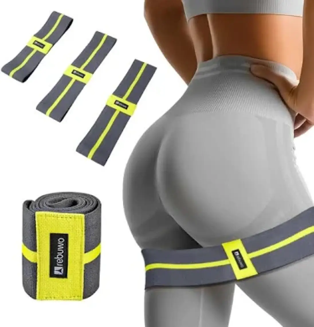 Rebuwo Squat Bant Pilates Fitness Spor Kalça Egzersizleri Direnç Bandı Direnç Lastiği  35CM