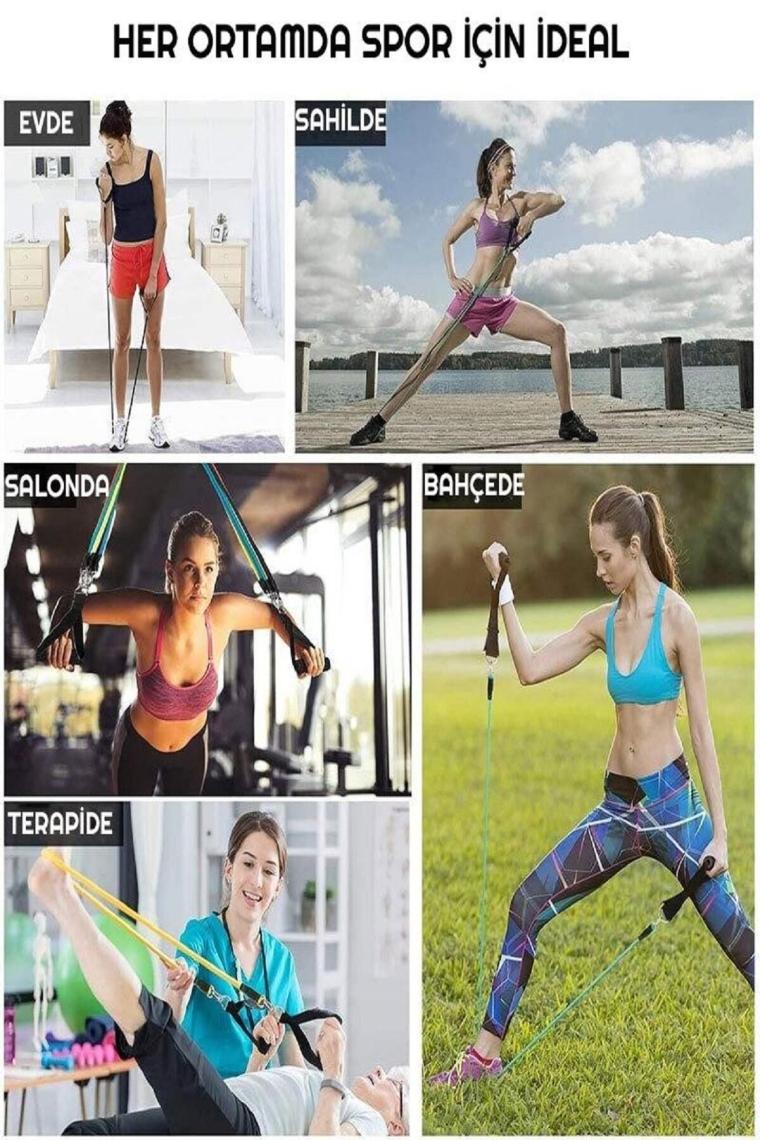 12 Parça Deluxe Profesyonel Direnç Lastiği Seti Latex Premium Kalite Fitness Kondisyon Direnç Lastik