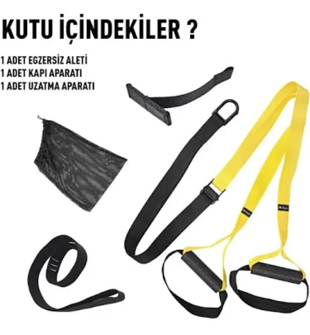 Rebuwo Suspension Trainer Cross Training Egzersiz Seti Sarı