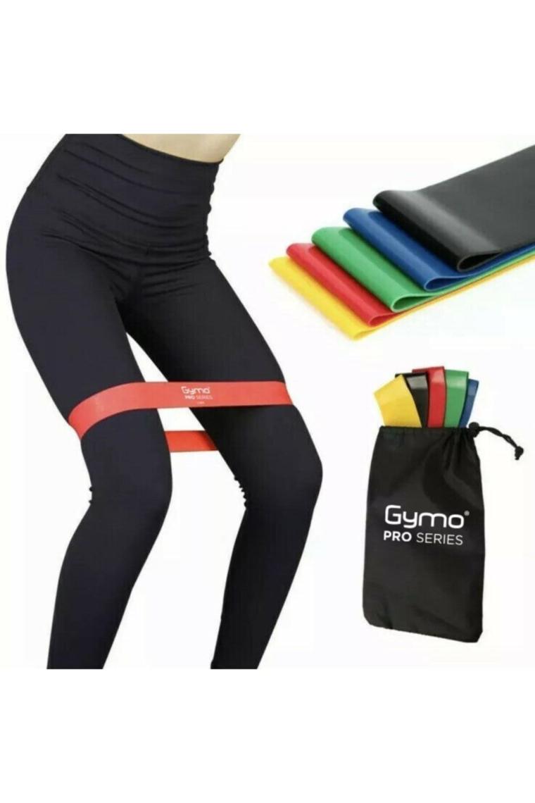 Çantalı Direnç Bandı Fitness Pilates Esnetme Lastiği 5'li Set