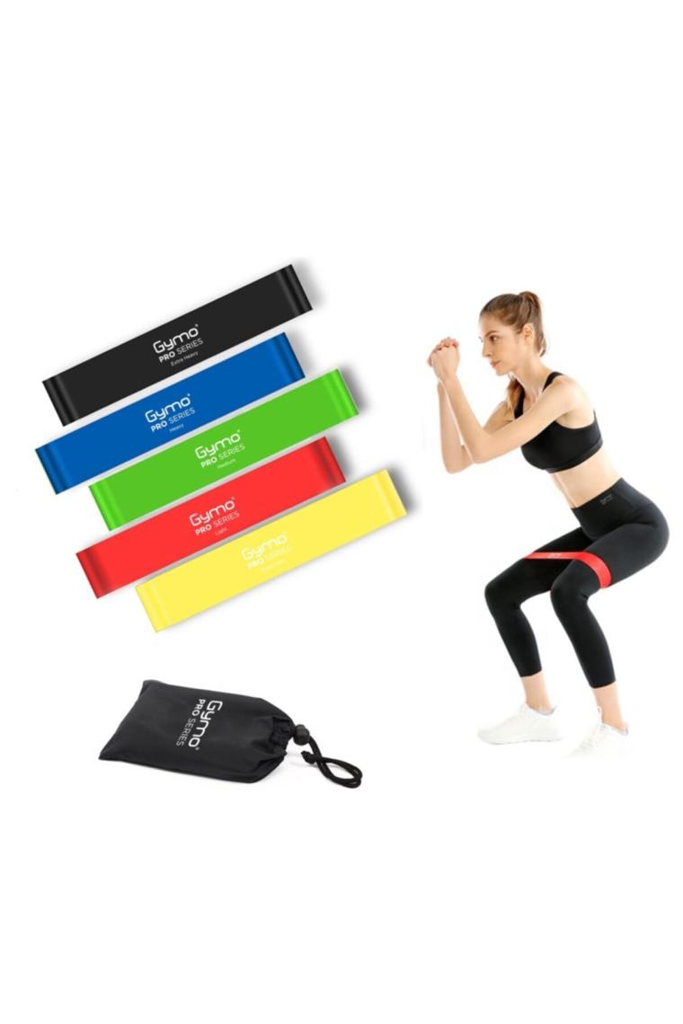 Çantalı Direnç Bandı Fitness Pilates Esnetme Lastiği 5'li Set