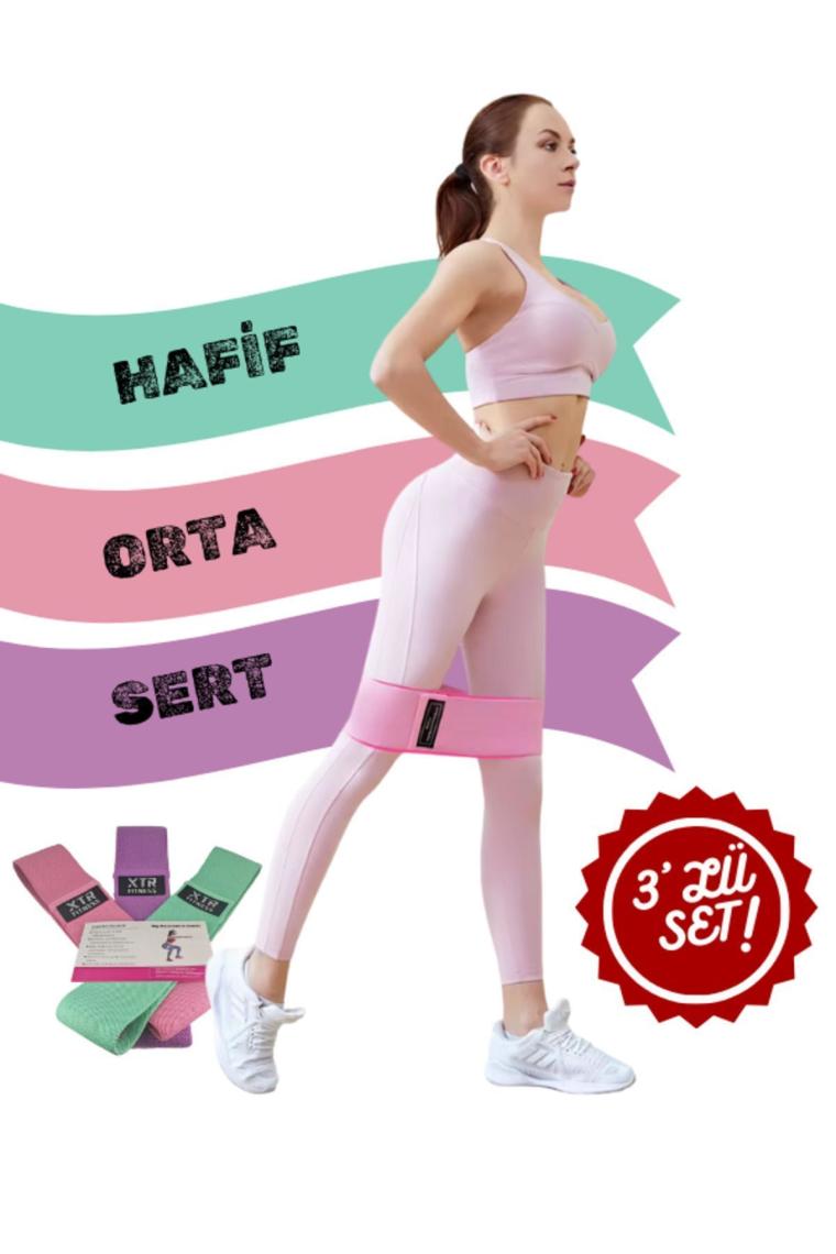 Xtr Fitness Loop Band Direnç Bandı Spor Egzersiz Aerobik Pilates Squat Lastiği 3lü Set