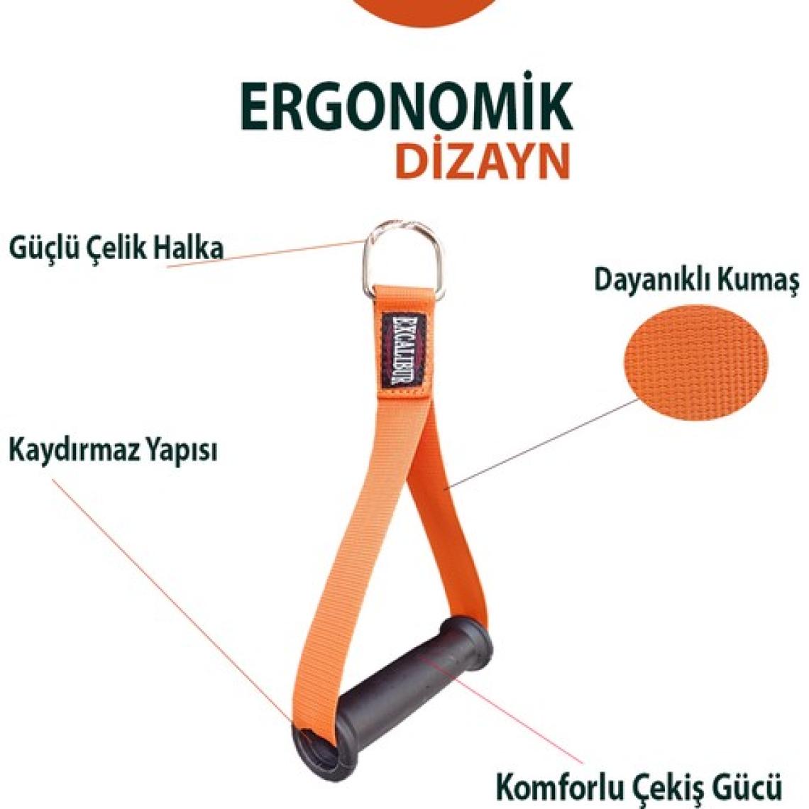 Excalibur Fitness Direnç Lastiği Elciği Ağırlık Çekiş Aparatı Elcik -  25 cm Çiftturuncu