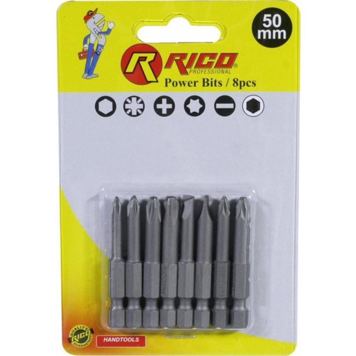 Rico 005-KK1130 Yıldız Düz Bits Uç Seti Ph+Pz+Sl 8 Parça 50 mm