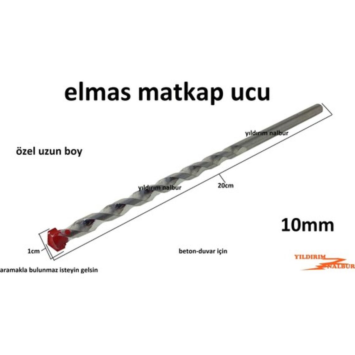 Yıldırım Elmas Matkap Ucu 10MM Beton Duvar Delme 20CM Uzun Boy Duvar Delme