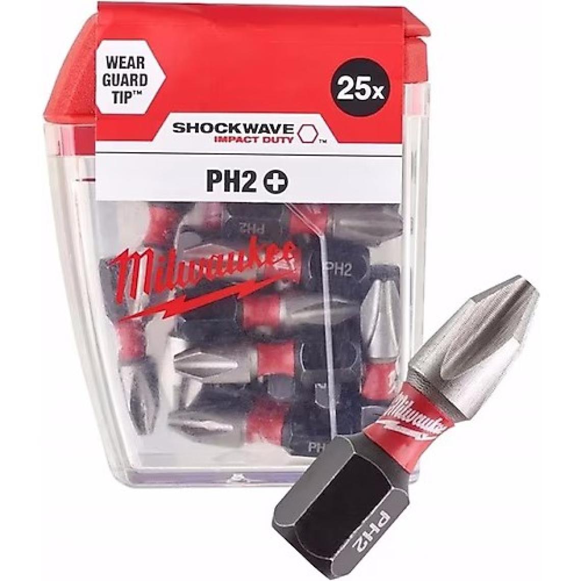 Milwaukee Bits Uç Ph2 25 mm 25'li Paket Shockwave