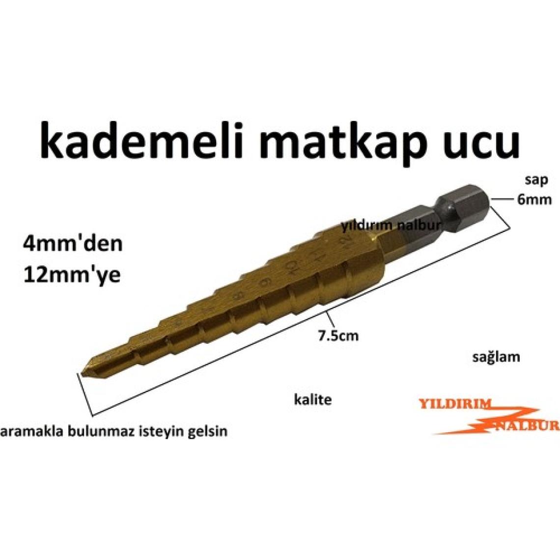 Kademeli Matkap Ucu 4mm x 12MM Küçük Boy Hobi Tipi Matkap Ucu