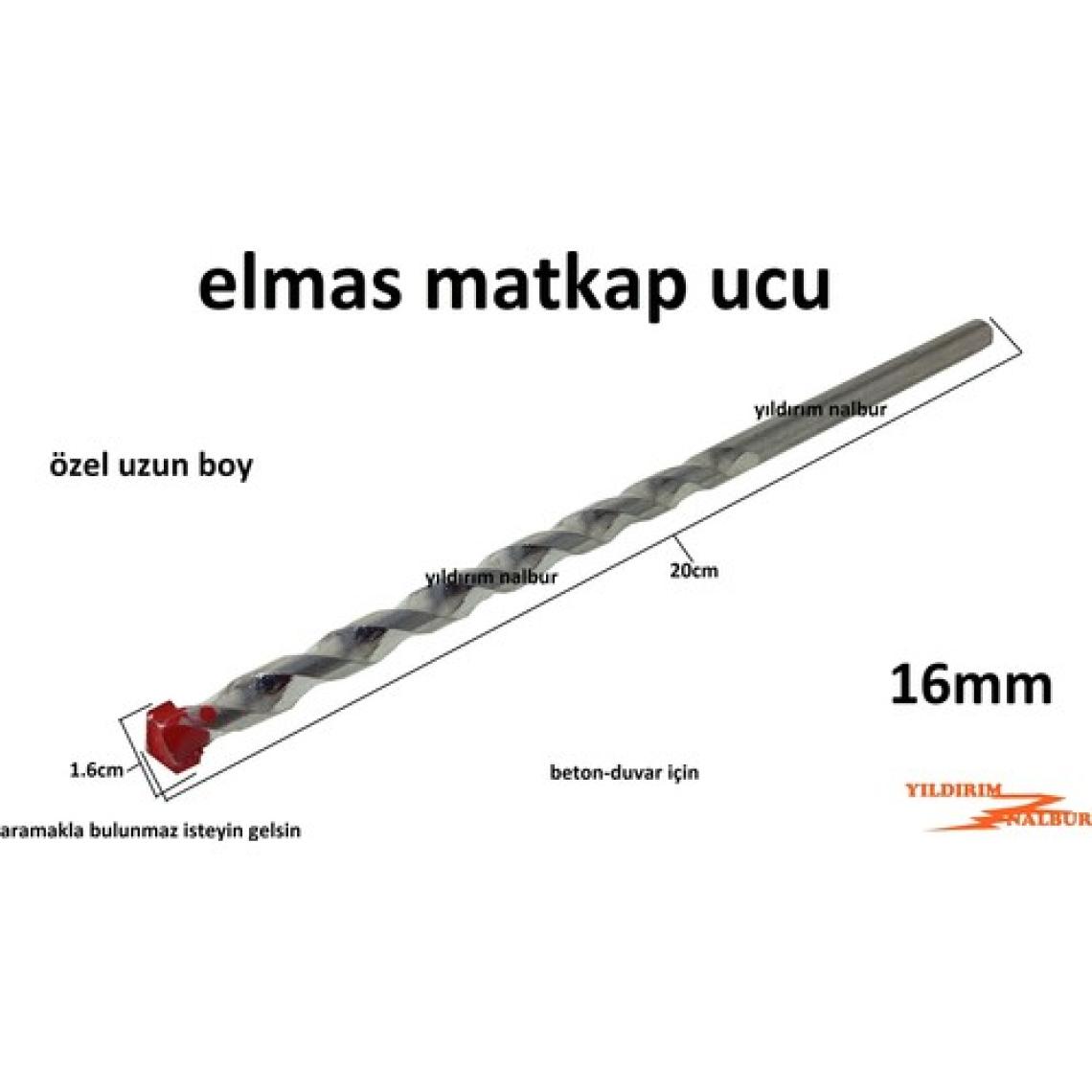 Yıldırım Elmas Matkap Ucu 16MM Beton Duvar Delme Uzun Kalın 20CM