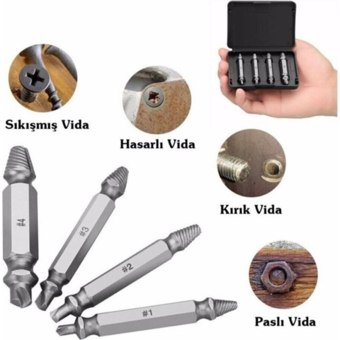 Speed Out Hasarlı Vida Çıkarıcı Küflü Vida Sökücü Speed Out Bits Uç 4 Parça