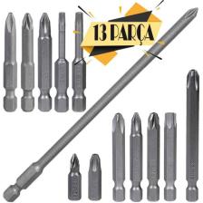 Badem10 Izeltaş-Klytek Matkap Bits Uç Vidalama Ucu Düz Yıldız Torx Uç (13 Parça)