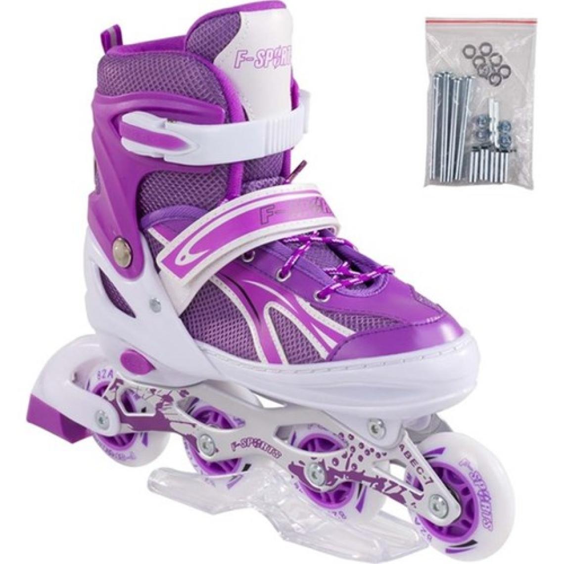 Furkan Toys F-Sports  Mor Ayarlabilir 2+2 Işıklı Metal Alıştırma Pateni Çanta