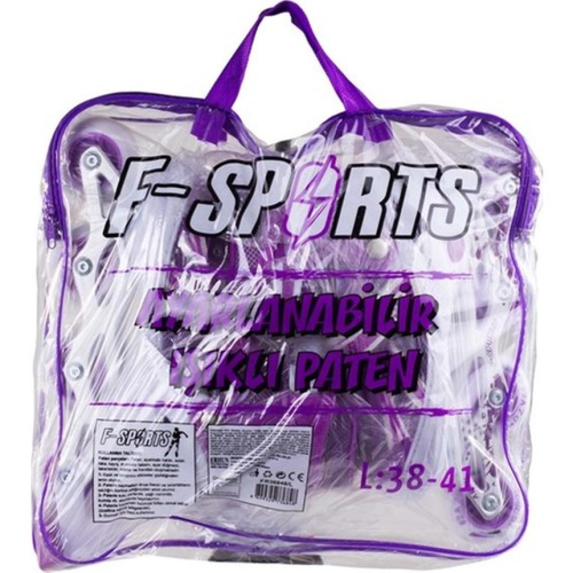 Furkan Toys F-Sports  Mor Ayarlabilir 2+2 Işıklı Metal Alıştırma Pateni Çanta