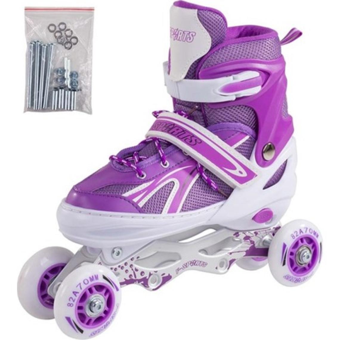 Furkan Toys F-Sports  Mor Ayarlabilir 2+2 Işıklı Metal Alıştırma Pateni Çanta