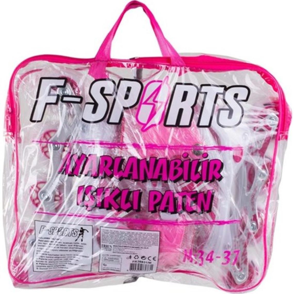 Furkan Toys F-Sports  Pembe Ayarlabilir 2+2 Işıklı Metal Alıştırma Pateni Çanta