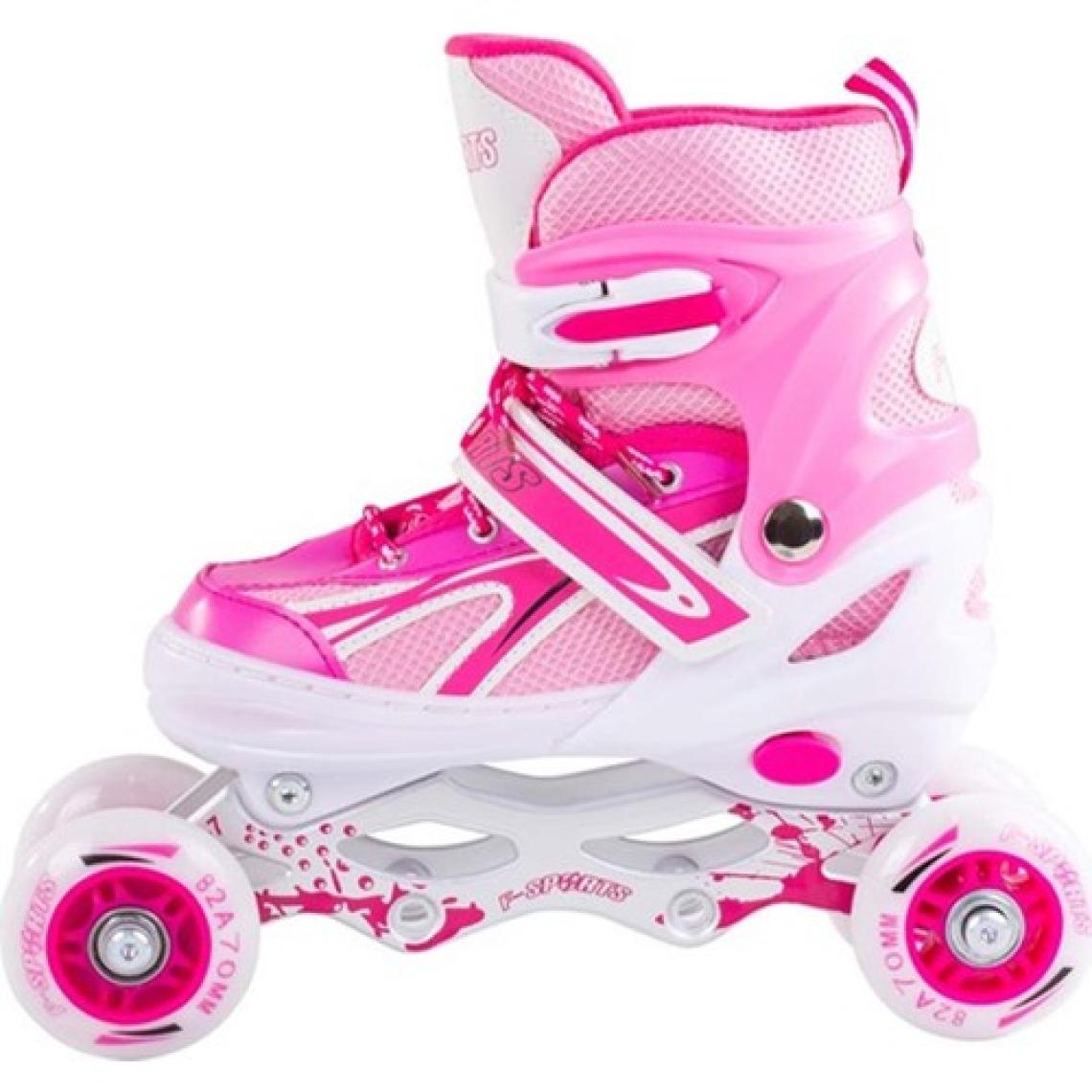 Furkan Toys F-Sports  Pembe Ayarlabilir 2+2 Işıklı Metal Alıştırma Pateni Çanta