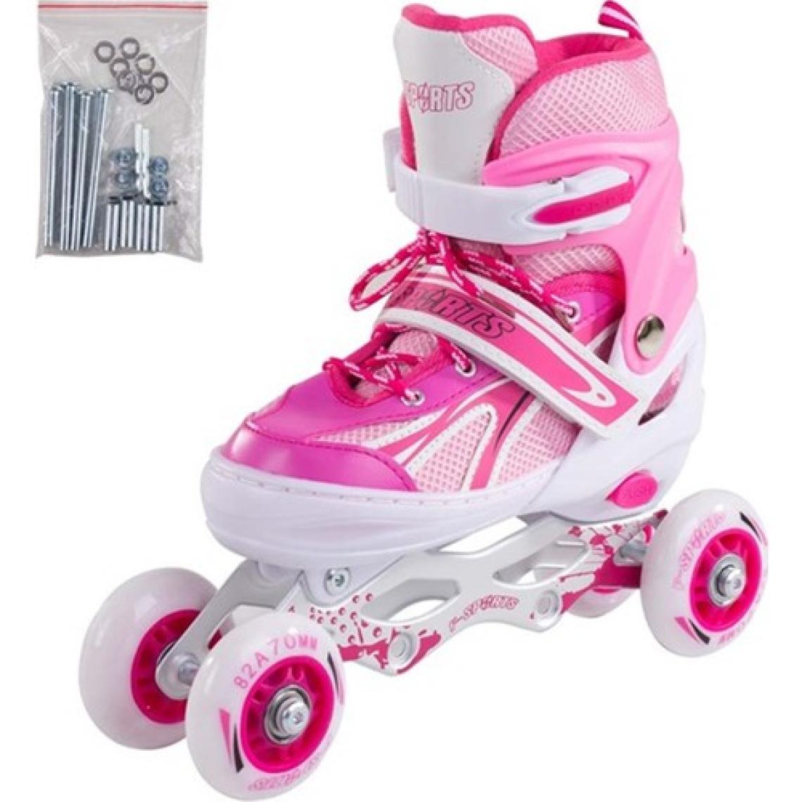 Furkan Toys F-Sports  Pembe Ayarlabilir 2+2 Işıklı Metal Alıştırma Pateni Çanta