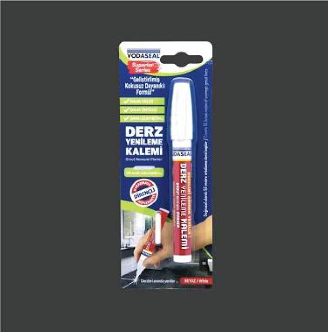 Vodaseal Fayans Derz Kalemi Yedek Uçlu Beyaz 2 li Set