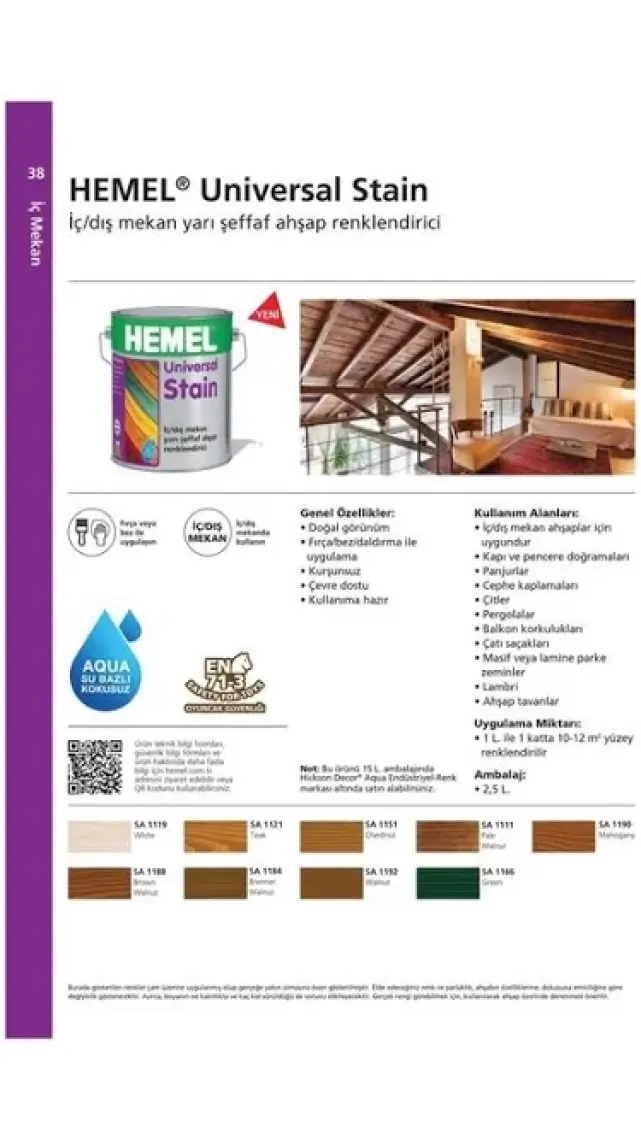 HEMEL Arge Universal Stain Yarı Şeffaf Ahşap Renklendirici Mahogany 2,5 lt