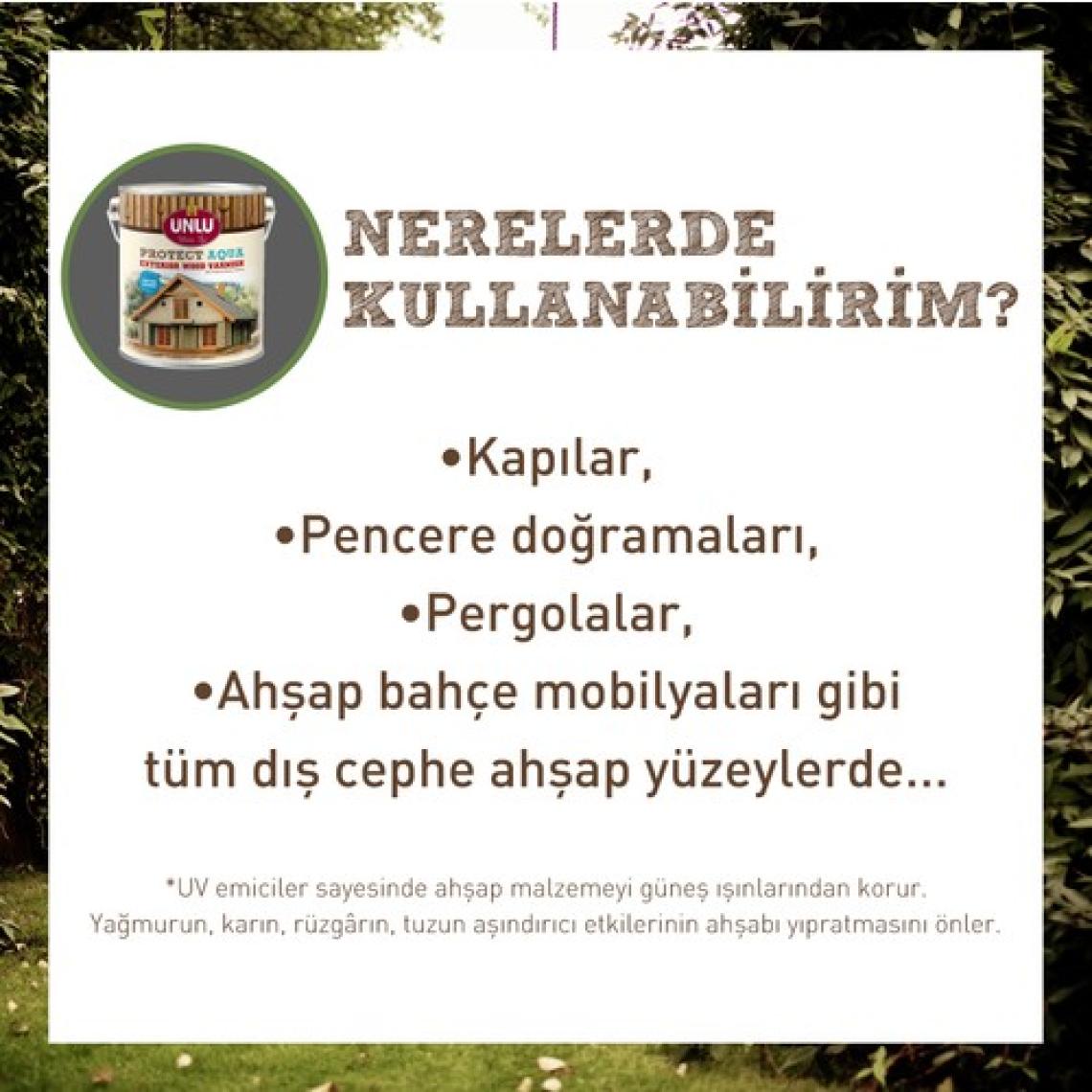 Ünlü Protect Aqua Su Bazlı Dış Cephe Vernik 2,5 Lt