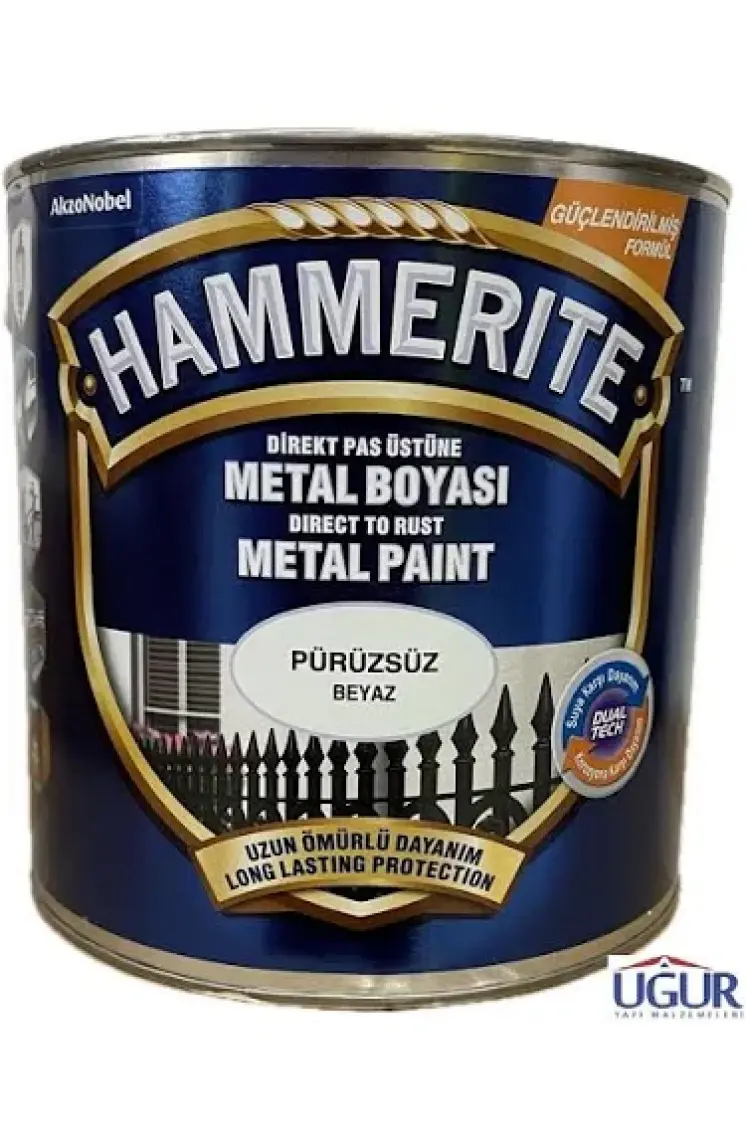 Marshall Hammerite Direkt Pas Üstü Pürüzsüz Metal Boya Beyaz 0.75 Lt