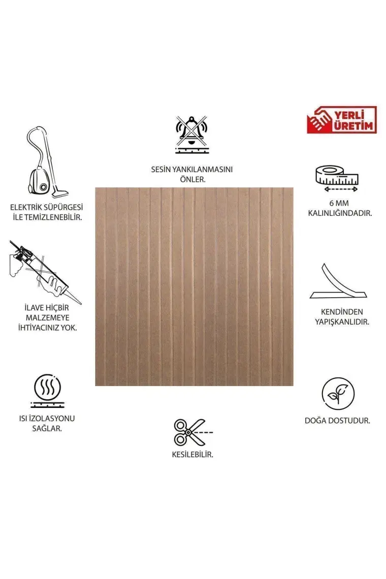Tink Akustik ve Dekoratif Lambiri Desenli Keçe Panel 45X90 cm / 2 Adet / 0,81 M²