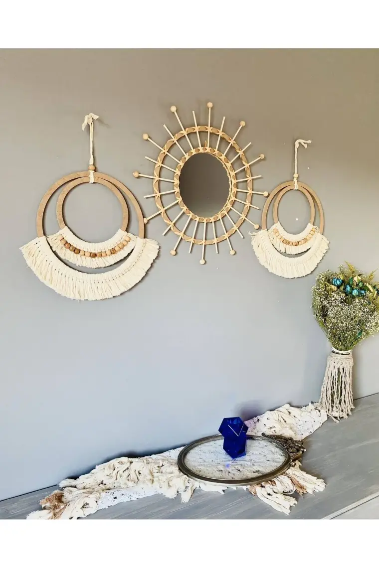 Kattuna Wall Decoration Art Bohem Makrome Duvar Dekorasyon Ürünü 3’lü Set
