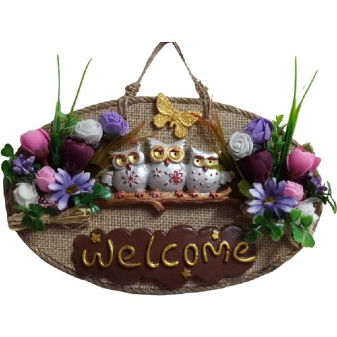 Mixperi Baykuş Ailesi Welcome Yazılı Kapı Süsü
