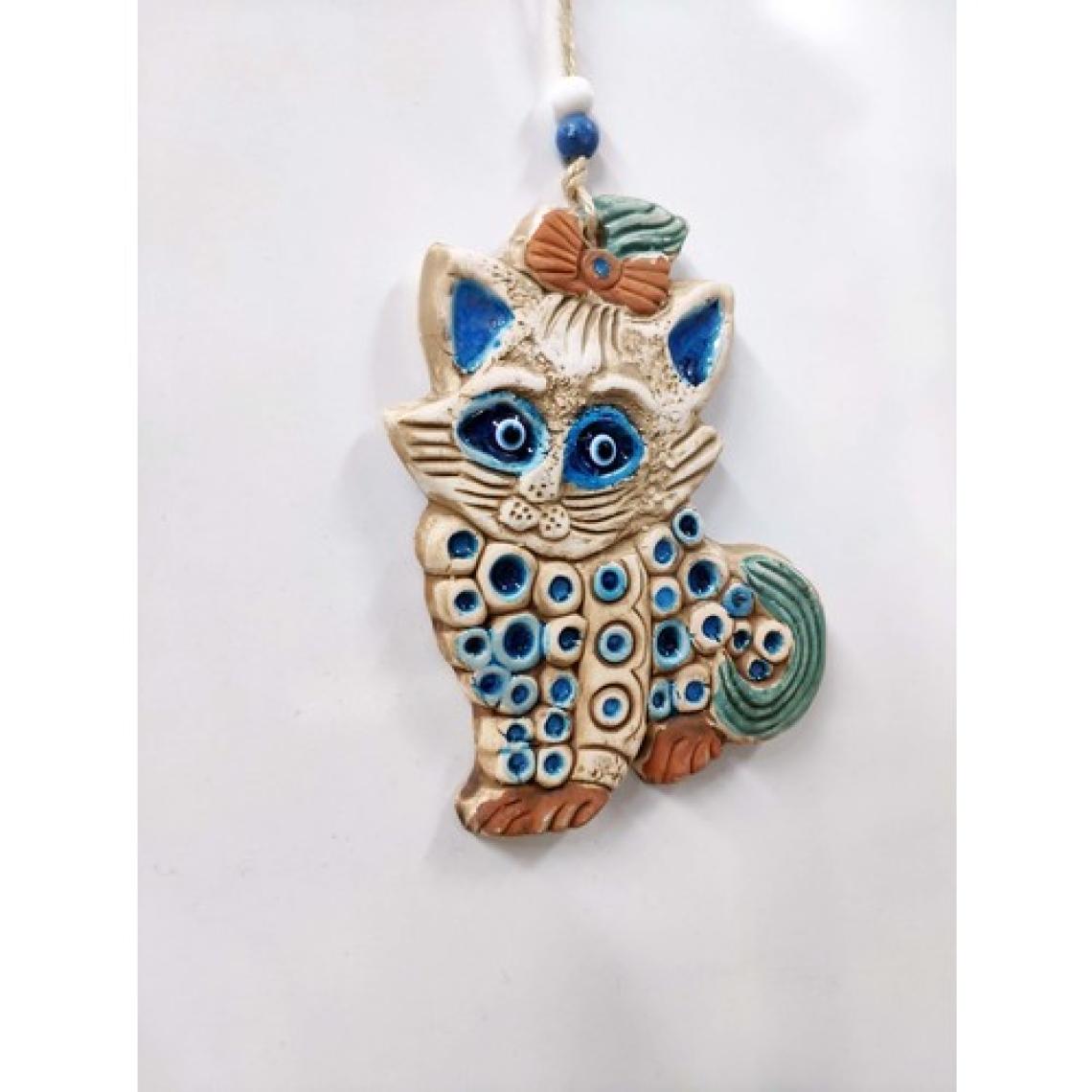 SUME Seramik Mini Kedi Dekoratif Duvar Süsü 16 x 11 cm