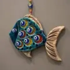 Camekan Balık Nazar Boncuklu Seramik Duvar Süsü Dekoratif Duvar Süsü Duvar Süsü Bahçe Süsü Kapı Süsü Hediyelik