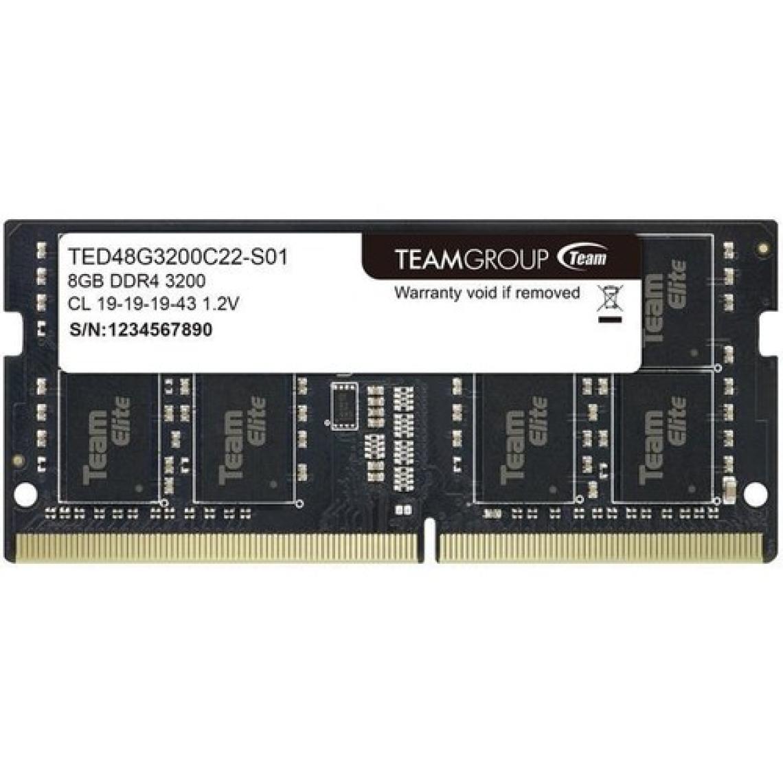 Team Elite 8GB (1x8GB) 3200MHz CL 22 DDR4 Notebook SODIMM Ram (TED48G3200C22-S01)