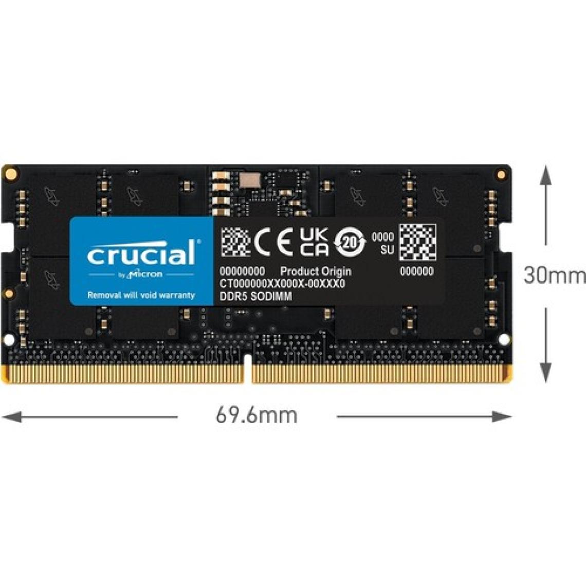 Crucial 8gb Ddr5 4800 Sodımm CL40 (16GBIT) CT8G48C40S5 Notebook Ram Bellek