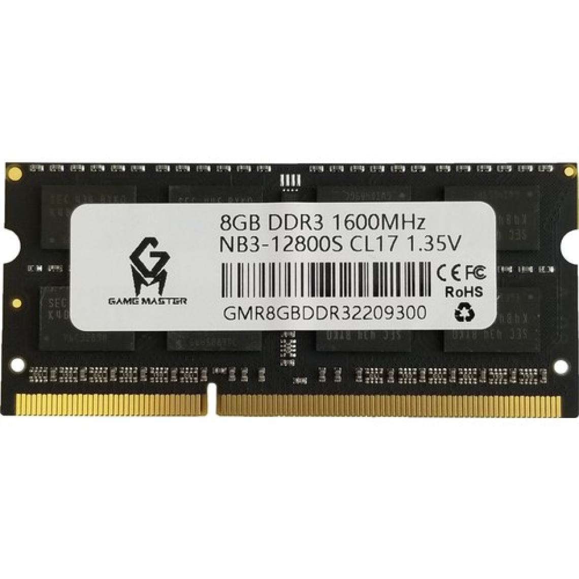 Gamemaster 8 GB 1600MHZ Ddr3 Laptop Ram GMRN8GBDDR3