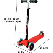 Shinaro Can Oyuncak Shinaro MAXI Twister 3 Led Işıklı 3 Tekerli Yükseklik Ayarlı Scooter - KIRMIZI