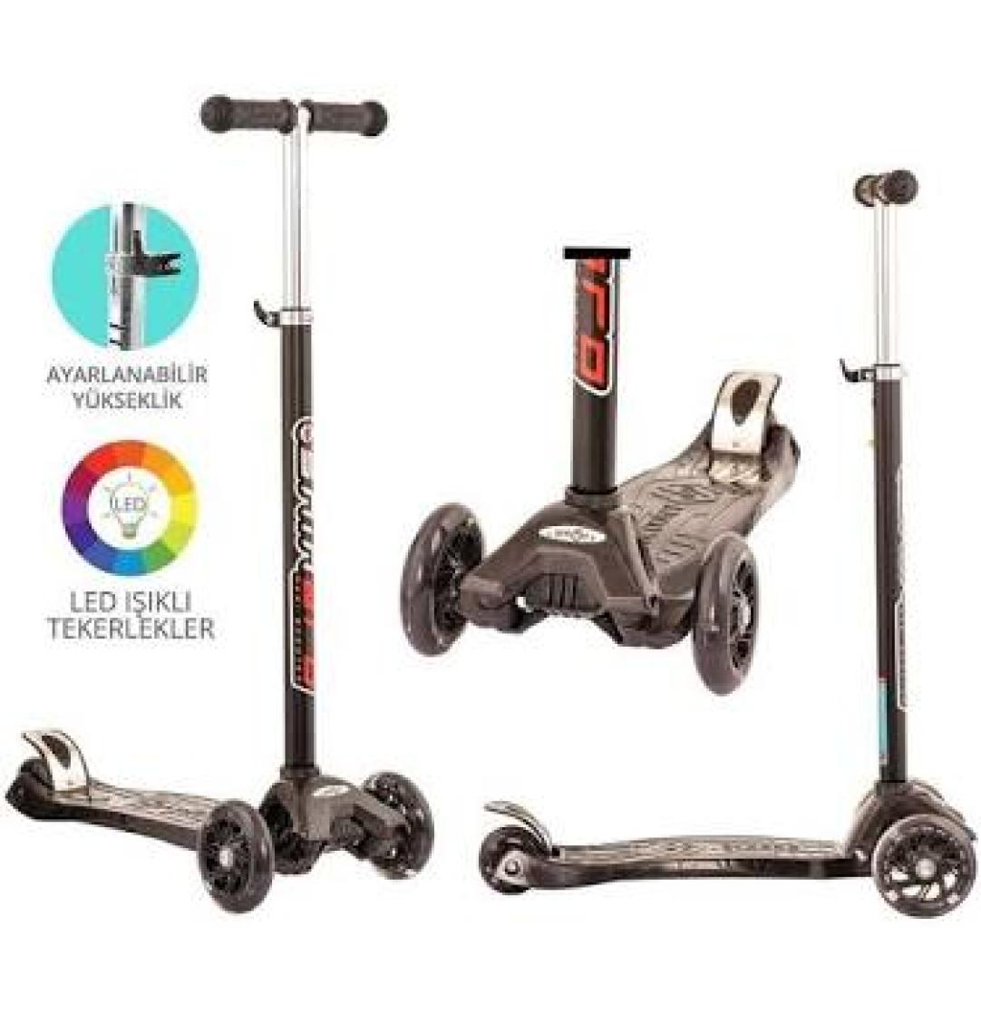 Can Oyuncak Shinaro MAXI Twister 3 Led Işıklı 3 Tekerli Yükseklik Ayarlı Scooter - SİYAH