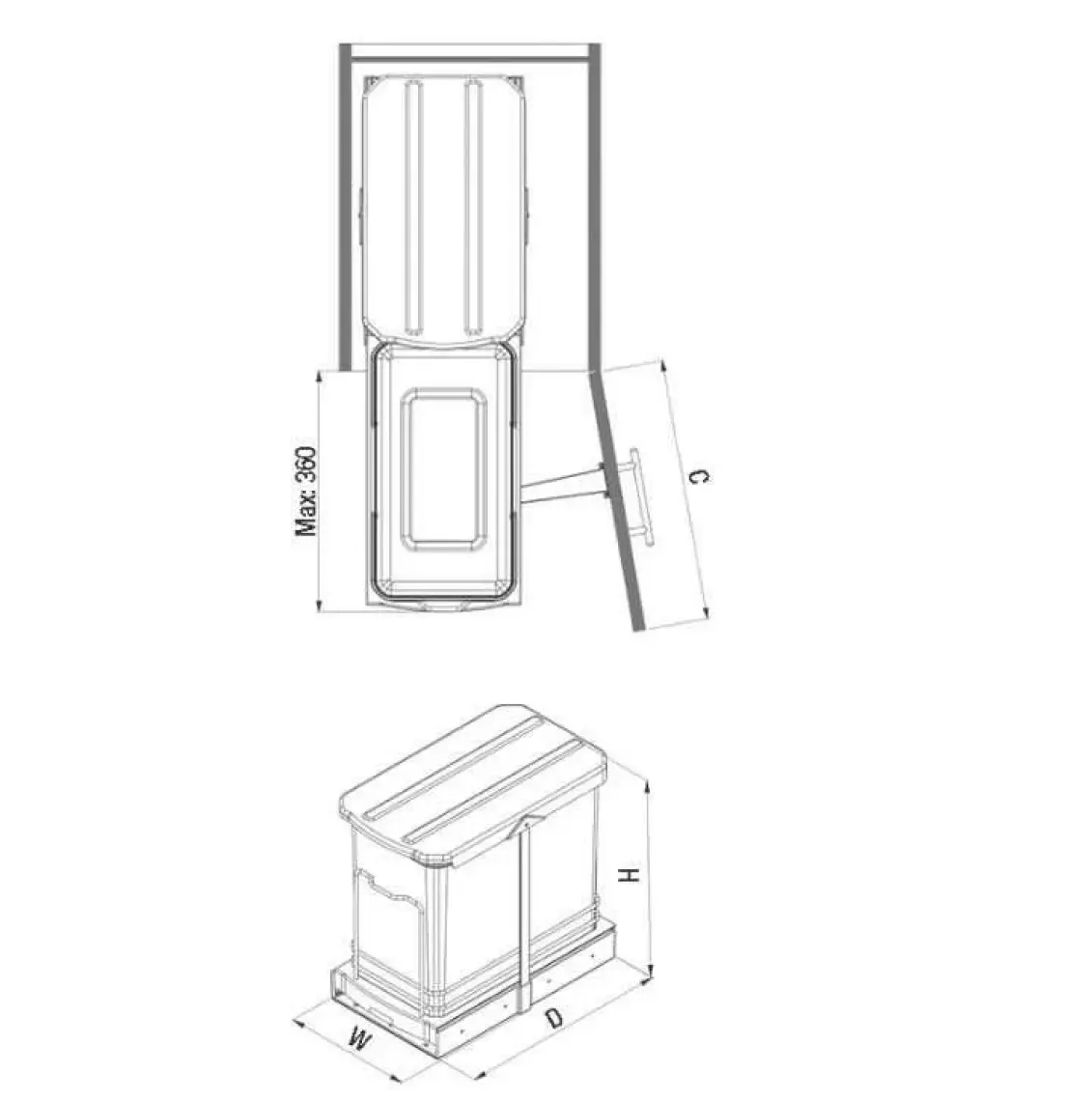 Starax S-2571 Raylı Çöp Kovası 24 Lt
